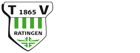 Wappen des TV Ratingen 1865 mit gr&uuml;nen Streifen und stilisiertem Fu&szlig;ball-Motiv in Schwarz-Wei&szlig;.