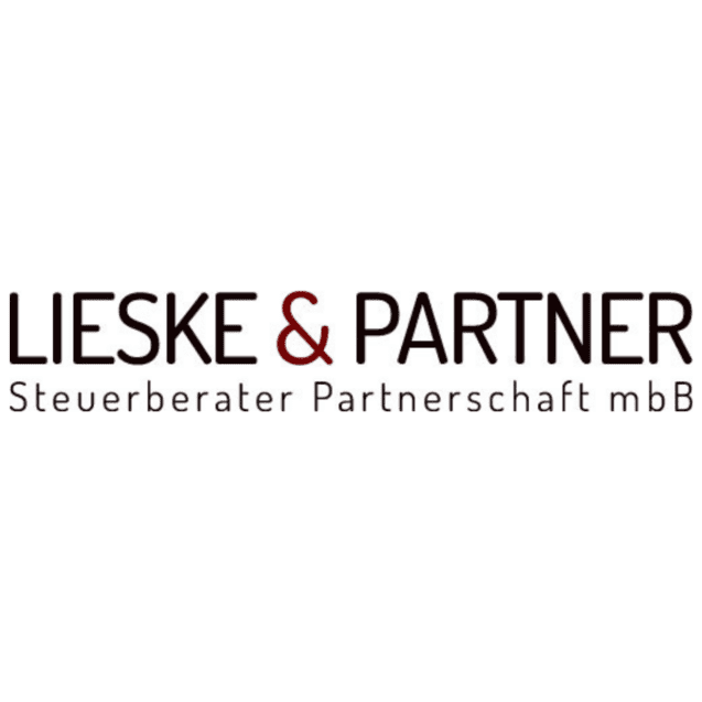 Logo von Lieske & Partner, Steuerberater Partnerschaft mbB, in schwarzer und roter Schrift auf weißem Hintergrund.